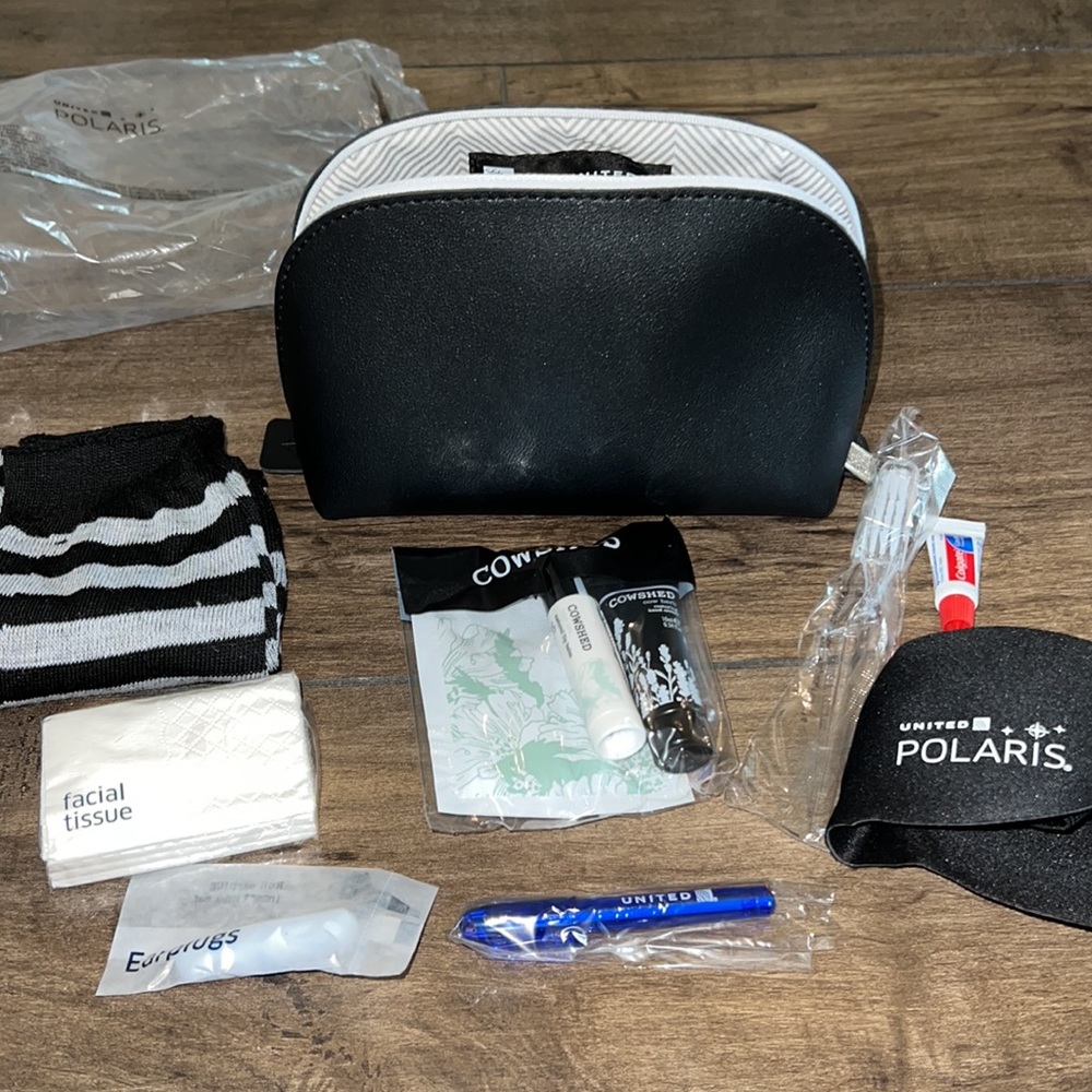 2 United x Saks Fifth Avenue Polaris Amenity Kit Zip Pouch Makeup Toiletry Bag
